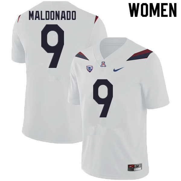 Women #9 Gunner Maldonado Arizona Wildcats College Football Jerseys Sale-White - Click Image to Close